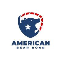 illustration d'ours rugissant à l'intérieur d'un bouclier avec un style américain. vecteur