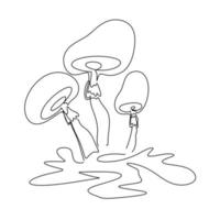 champignons dessin au trait illustration vectorielle isolée vecteur