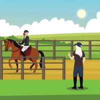 Positionner. sports équestres, équitation. femme jockey sur un cheval gris avec des pommes. silhouette vecteur isolé sur fond bleu. icône de médias sociaux élégante originale, autocollants