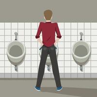 homme uriner dans un design plat de vecteur de toilettes publiques