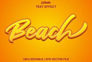 effet de texte de plage avec couleur orange modifiable. vecteur