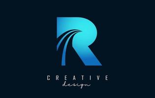 logo créatif lettre r avec lignes directrices et conception de concept de route. lettre r avec dessin géométrique. vecteur