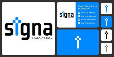 création de logo de signal monogramme lettre i avec modèle de carte de visite. vecteur