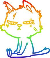 arc en ciel gradient ligne dessin dur dessin animé chat assis vecteur