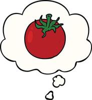 tomate de dessin animé et bulle de pensée