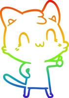 arc en ciel gradient ligne dessin dessin animé chat heureux vecteur