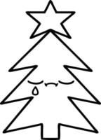 sapin de noël dessin animé dessin au trait vecteur