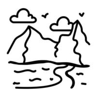 icône de doodle à la mode des collines vecteur