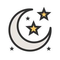 icône de ligne remplie de lune et d'étoiles vecteur
