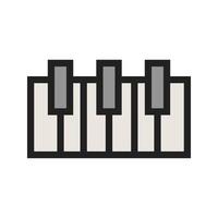 icône de ligne remplie de touches de piano vecteur