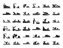 sandales icônes définies vecteur simple. chaussures de pied