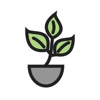 icône de ligne remplie de plantes vecteur