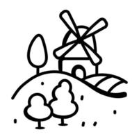 belle conception d'icône de doodle de moulin de ferme vecteur