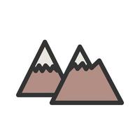 icône de ligne remplie de montagnes vecteur