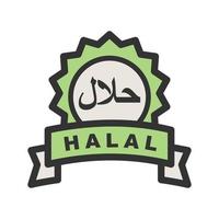 icône de ligne remplie d'autocollant halal vecteur