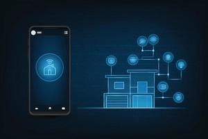 maison intelligente de vecteur avec le concept de technologie de téléphone intelligent.