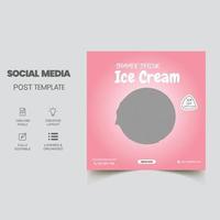 modèle de bannière de publication de médias sociaux de crème glacée, conception de bannière carrée modifiable vecteur