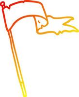 dessin de ligne de gradient chaud dessin animé agitant le drapeau blanc vecteur