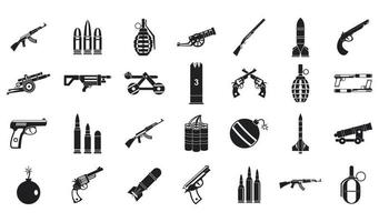 jeu d'icônes de munitions d'armes, style simple