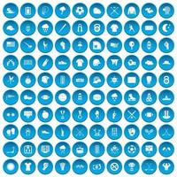 100 icônes de baseball définies en bleu vecteur