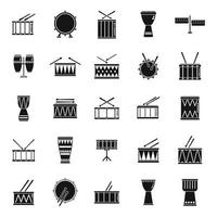 les icônes de tambour définissent un vecteur simple. musique instrumentale