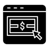 icône de glyphe de paiement par clic vecteur