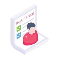 une icône isométrique personnalisable des règles d'assurance vecteur