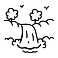 une icône de doodle accrocheuse représentant une cascade vecteur
