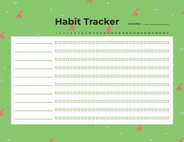 traqueur d'habitudes. modèle de suivi des habitudes de planificateur mensuel. vecteur