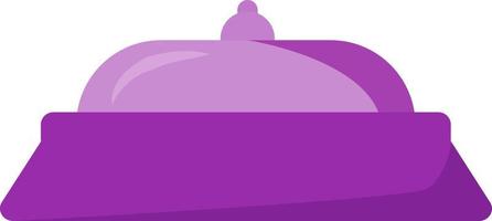 plateau de nourriture violet avec couvercle objet vectoriel couleur semi plat