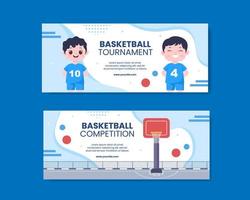 modèle de bannière horizontale de médias sociaux de tournoi de sport de basket-ball illustration vectorielle de fond de dessin animé vecteur