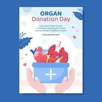 modèle d'affiche de médias sociaux de la journée du don d'organes illustration vectorielle de dessin animé plat fond vecteur