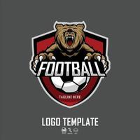 Head Bears foot ball logo avec un fond gris vecteur