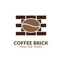 vecteur de logo de brique de café simple, modèle de conception de logo vectoriel de tasse de café. étiquettes de café de vecteur. boisson expresso café, cappuccino, soucoupe sur fond de brique. illustration vectorielle.