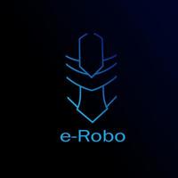 création de logo robot cyborg avec fond sombre vecteur