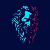 logo d'art de ligne barbu de vieil homme. design coloré avec un fond sombre. illustration vectorielle abstraite. isolé avec un fond bleu marine pour t-shirt, affiche, vêtements, merch, vêtements. vecteur