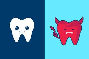 dents dent mignon personnage émotion émoticône logo design vecteur. art autocollant coloré avec fond doux. illustration graphique abstraite.