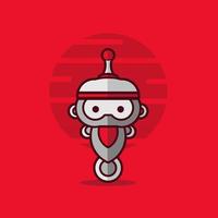 santa robot noël mignon personnage émotion émoticône logo design vecteur. art d'autocollant de technologie coloré avec un fond doux. illustration graphique abstraite. vecteur