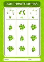 match pattern game avec ketupat. feuille de travail pour les enfants d'âge préscolaire, feuille d'activité pour enfants vecteur