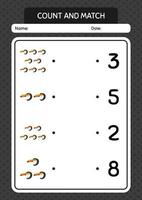 comptez et faites correspondre le jeu avec le toucan. feuille de travail pour les enfants d'âge préscolaire, feuille d'activité pour enfants vecteur