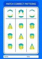 match pattern game avec lanterne arabe. feuille de travail pour les enfants d'âge préscolaire, feuille d'activité pour enfants vecteur