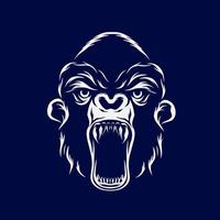 gorilla ape vector silhouette line pop art potrait logo design coloré avec fond sombre. illustration vectorielle abstraite. fond noir isolé pour t-shirt, affiche, vêtements.