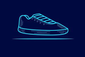 chaussures sport vecteur silhouette ligne pop art potrait logo design coloré avec un fond sombre. illustration vectorielle abstraite. fond noir isolé pour t-shirt, affiche, vêtements.