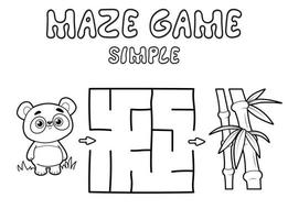 jeu de labyrinthe simple pour les enfants. décrire un labyrinthe simple ou un jeu de labyrinthe avec panda. vecteur