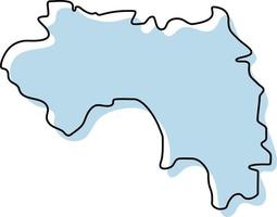 carte simple stylisée de l'icône de la guinée. croquis bleu carte de l'illustration vectorielle de la guinée vecteur