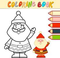 livre de coloriage ou page de coloriage pour les enfants. vecteur noir et blanc du père noël