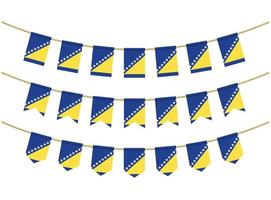 drapeau bosnie-herzégovine sur les cordes sur fond blanc. ensemble de drapeaux banderoles patriotiques. banderoles décoration du drapeau bosnie-herzégovine vecteur