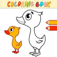 livre de coloriage ou page pour les enfants. caneton vecteur noir et blanc
