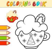 livre de coloriage ou page de coloriage pour les enfants. coupe de noël vecteur noir et blanc