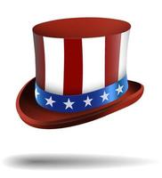chapeau haut de forme oncle sam aux couleurs du drapeau américain. jour de l'indépendance de l'amérique. vecteur